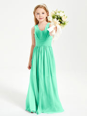 Long Elegant V-neck Bridesmaid Dresses For Juniors Turquoise