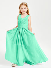 Long Elegant V-neck Bridesmaid Dresses For Juniors Turquoise
