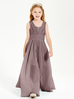 Long Elegant V-neck Bridesmaid Dresses For Juniors Vintage Mauve