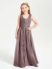 Long Elegant V-neck Bridesmaid Dresses For Juniors Vintage Mauve