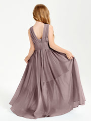 Long Elegant V-neck Bridesmaid Dresses For Juniors Vintage Mauve