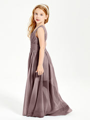 Long Elegant V-neck Bridesmaid Dresses For Juniors Vintage Mauve