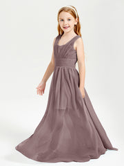 Long Elegant V-neck Bridesmaid Dresses For Juniors Vintage Mauve