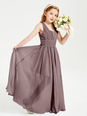 Long Elegant V-neck Bridesmaid Dresses For Juniors Vintage Mauve