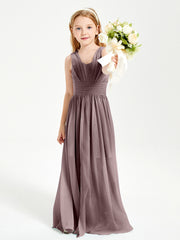 Long Elegant V-neck Bridesmaid Dresses For Juniors Vintage Mauve