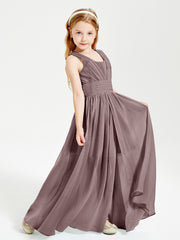 Long Elegant V-neck Bridesmaid Dresses For Juniors Vintage Mauve