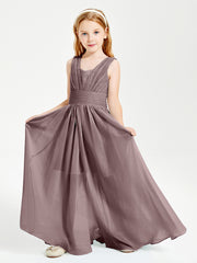 Long Elegant V-neck Bridesmaid Dresses For Juniors Vintage Mauve