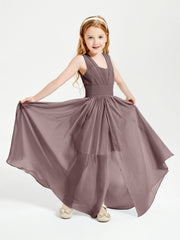 Long Elegant V-neck Bridesmaid Dresses For Juniors Vintage Mauve