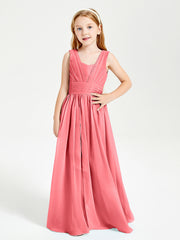 Long Elegant V-neck Bridesmaid Dresses For Juniors Watermelon