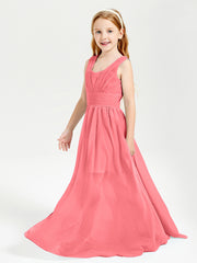 Long Elegant V-neck Bridesmaid Dresses For Juniors Watermelon