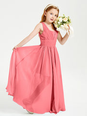 Long Elegant V-neck Bridesmaid Dresses For Juniors Watermelon