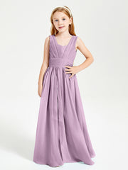 Long Elegant V-neck Bridesmaid Dresses For Juniors Wisteria