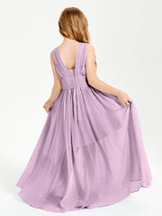 Long Elegant V-neck Bridesmaid Dresses For Juniors Wisteria
