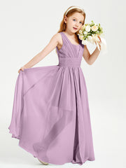 Long Elegant V-neck Bridesmaid Dresses For Juniors Wisteria