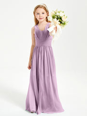 Long Elegant V-neck Bridesmaid Dresses For Juniors Wisteria