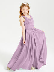Long Elegant V-neck Bridesmaid Dresses For Juniors Wisteria