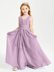 Long Elegant V-neck Bridesmaid Dresses For Juniors Wisteria