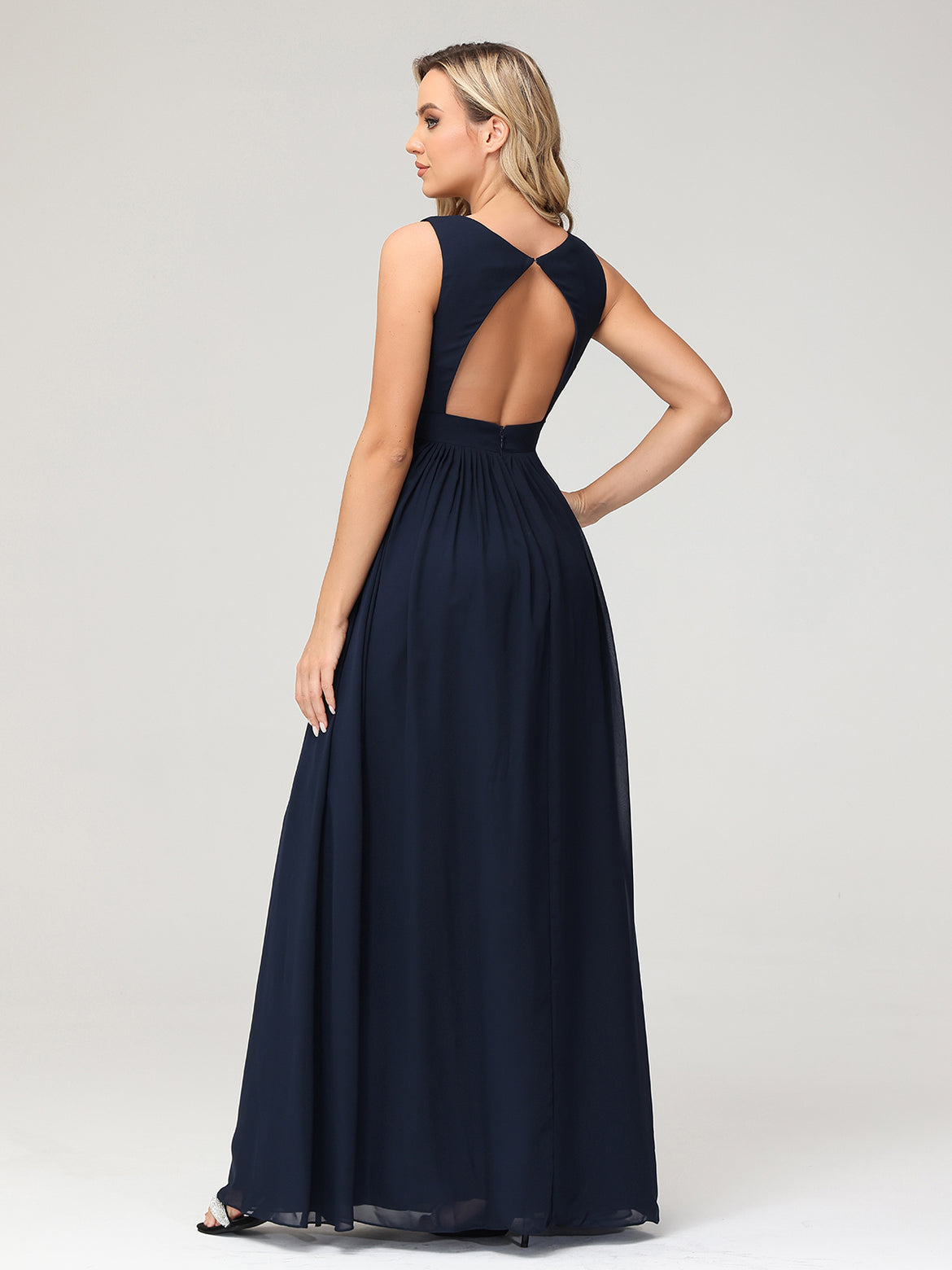 A-Line Chiffon Dress with Flower Appliqued Tangerine