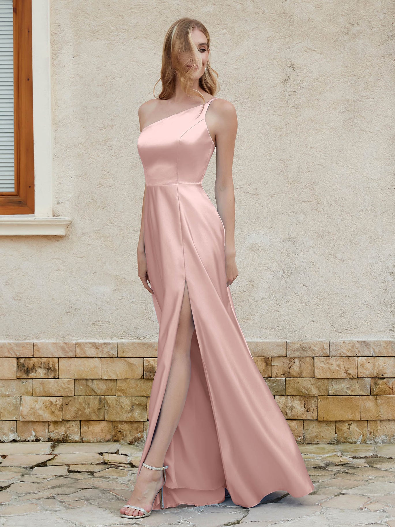 mauve pink bridesmaid dresses WEDTREND Women Elegant Vintage Dress A-Line V-Nevk Long Sleeves Wedding Guest Dress, chiffon color / US10 Soft satin Fit Detail Mauve Pink Bridesmaid Dress –