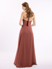 V Neckline Chiffon Dress with Bow Straps Terracotta Plus Size