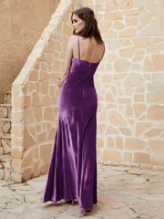 Cowl Neck Mermaid Velvet Gown Grape
