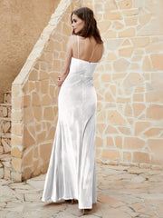 Cowl Neck Mermaid Velvet Gown Ivory Plus Size