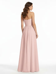 Strapless Sweetheart Neck Bridesmaid Dress with Slit Dusty Rose