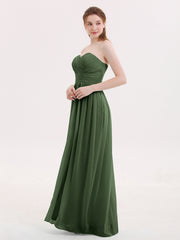 Strapless Sweetheart Neck Bridesmaid Dress with Slit Olive Green Plus Size
