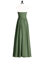 Strapless Sweetheart Neck Bridesmaid Dress with Slit Olive Green