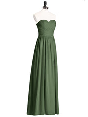 Strapless Sweetheart Neck Bridesmaid Dress with Slit Olive Green