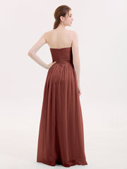 Strapless Sweetheart Neck Bridesmaid Dress with Slit Terracotta Plus Size