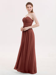 Strapless Sweetheart Neck Bridesmaid Dress with Slit Terracotta