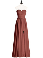 Strapless Sweetheart Neck Bridesmaid Dress with Slit Terracotta Plus Size