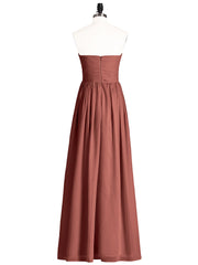 Strapless Sweetheart Neck Bridesmaid Dress with Slit Terracotta