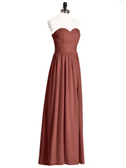 Strapless Sweetheart Neck Bridesmaid Dress with Slit Terracotta