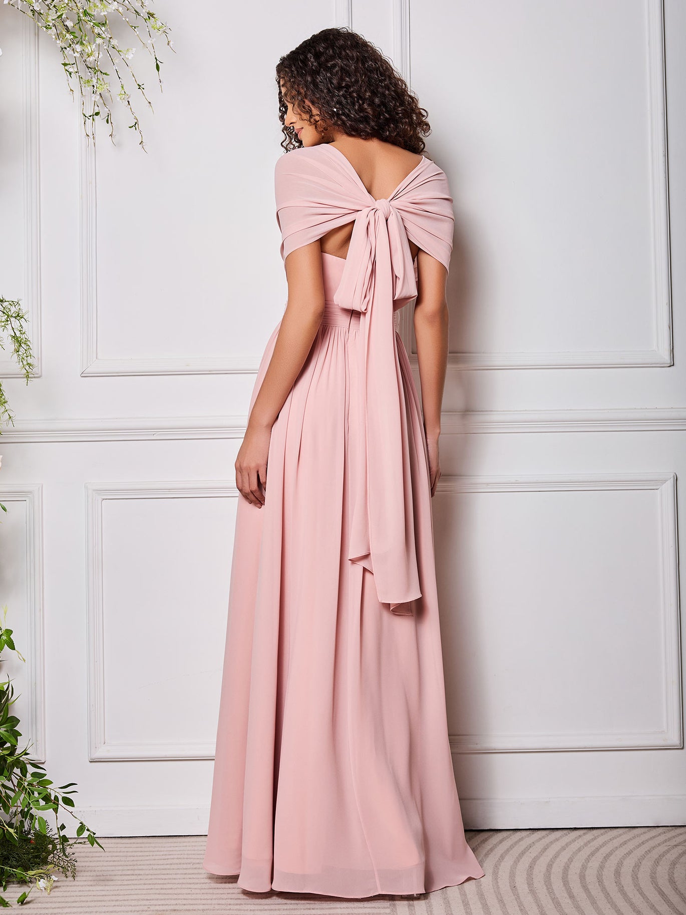 Coral Convertible Bridesmaid Dress-BABARONI DEANA 17 Styles in 1 Maxi Chiffon Gown Coral Convertible Bridesmaid Dress-BABARONI DEANA 17 Styles in 1 Maxi Chiffon Gown