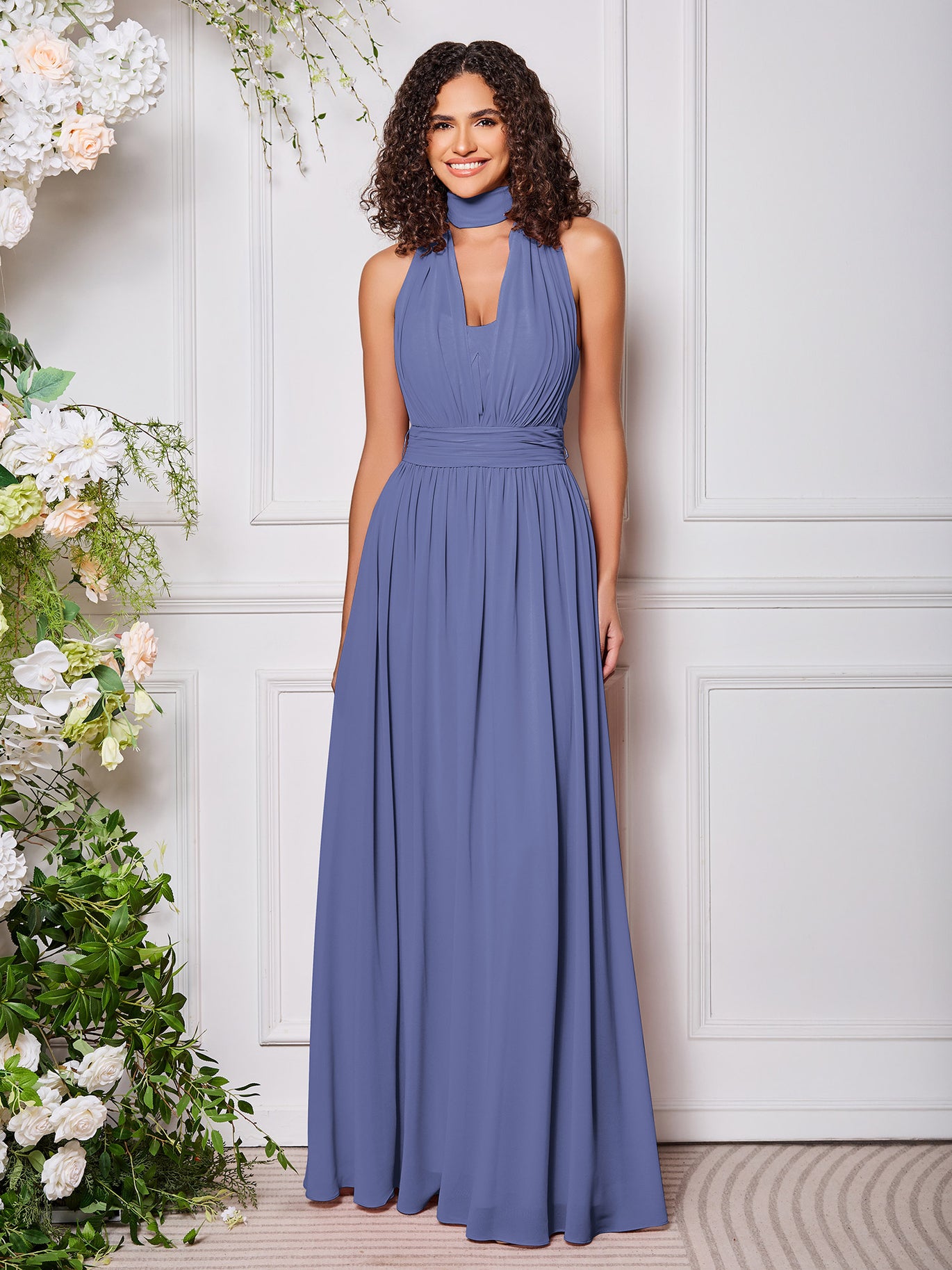 slim fit dress slacks ASHLEYlauren 11498 Halter Fully Beaded Gown main image 0
