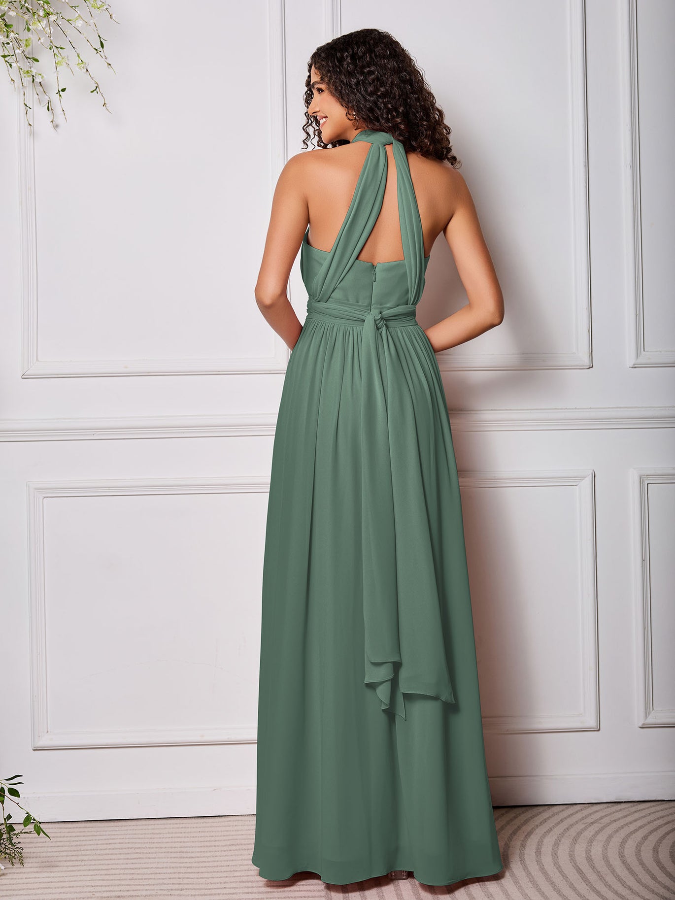 eucalyptus chiffon bridesmaid dress Tina Holly TW480 Long Floral Bridal Gown A Line Corset Wedding Dress main image 0