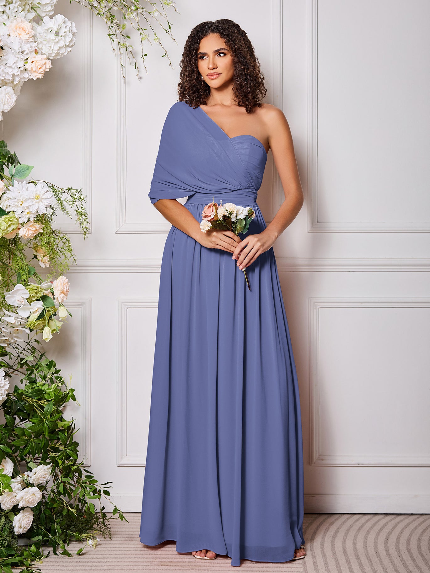 open lace back dress Magnolia Place Periwinkle & Gold Flutter Sleeve Midori Swing Dress – Unique  Vintage main image 1