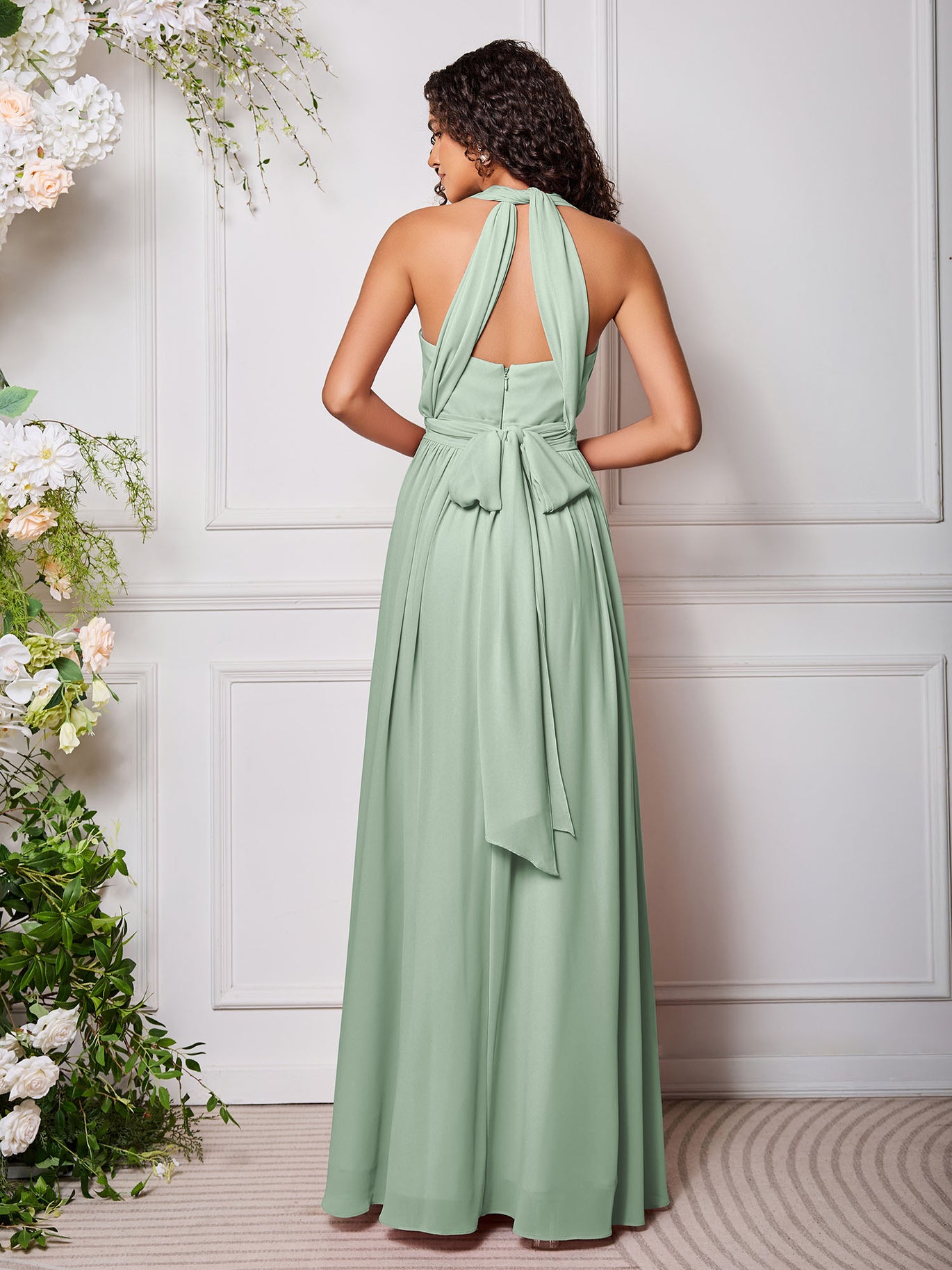 bridesmaid dresses orange and pink Off-the-Shoulder Chiffon A-Line Long Bridesmaid Dress in Rosette, Rosette / 30