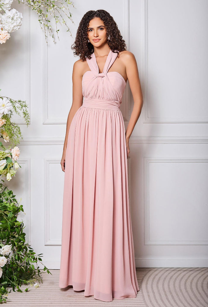 BABARONI Grecian Flamingo Multi Wear Convertible Bridesmaid Dresses, Flamingo / US0