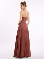 Spaghetti Straps Chiffon Dress with Sweetheart Neck Terracotta Plus Size