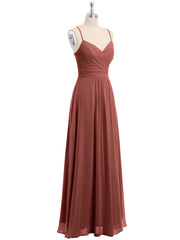 Spaghetti Straps Chiffon Dress with Sweetheart Neck Terracotta