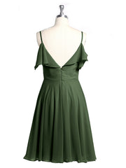 Sweetheart Neck Short Dresses with Ruffles Sleeves Olive Green Plus Size
