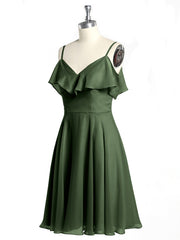 Sweetheart Neck Short Dresses with Ruffles Sleeves Olive Green Plus Size