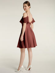 Sweetheart Neck Short Dresses with Ruffles Sleeves Terracotta Plus Size