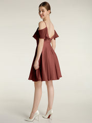 Sweetheart Neck Short Dresses with Ruffles Sleeves Terracotta