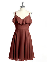Sweetheart Neck Short Dresses with Ruffles Sleeves Terracotta Plus Size