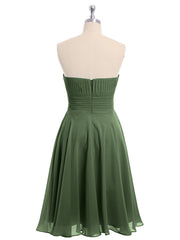 Straight Across Strapless Short Bridesmaid Gown Olive Green Plus Size
