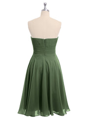 Straight Across Strapless Short Bridesmaid Gown Olive Green